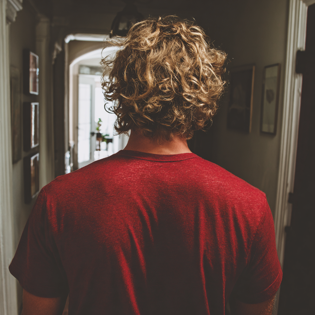 A man walking down a home hallway | Source: no source