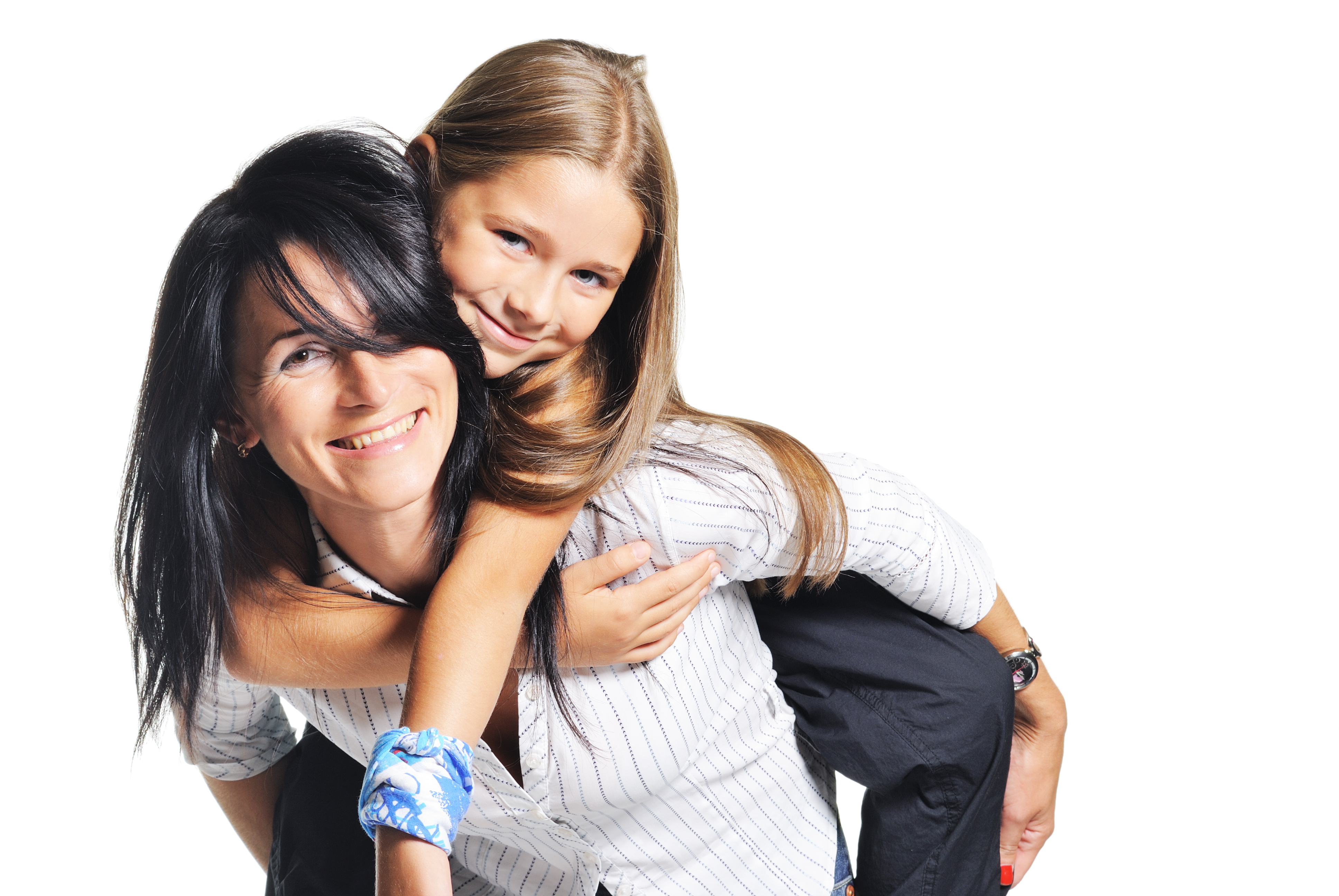 A woman and a young teenager riding her back | Source: Shuttterstock