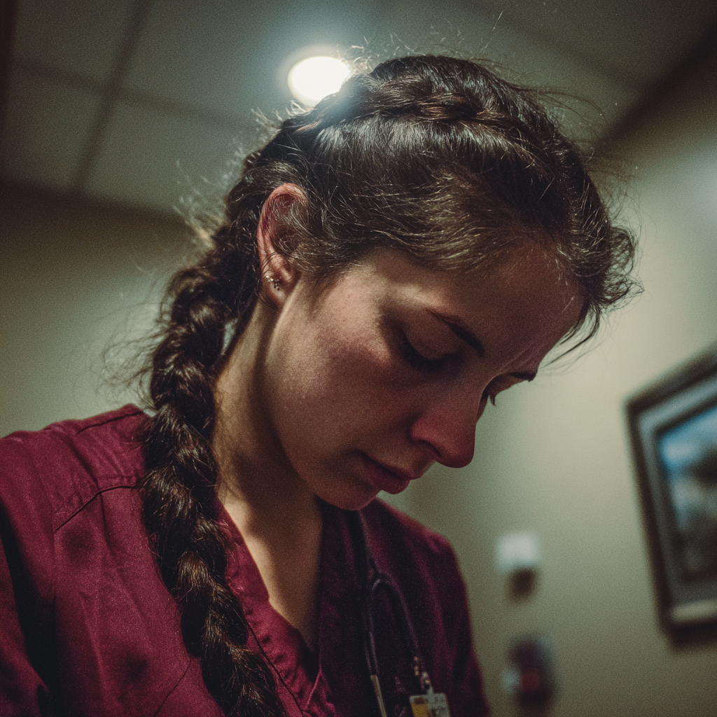 An upset and emotional nurse in a hospital ward | Source: no source