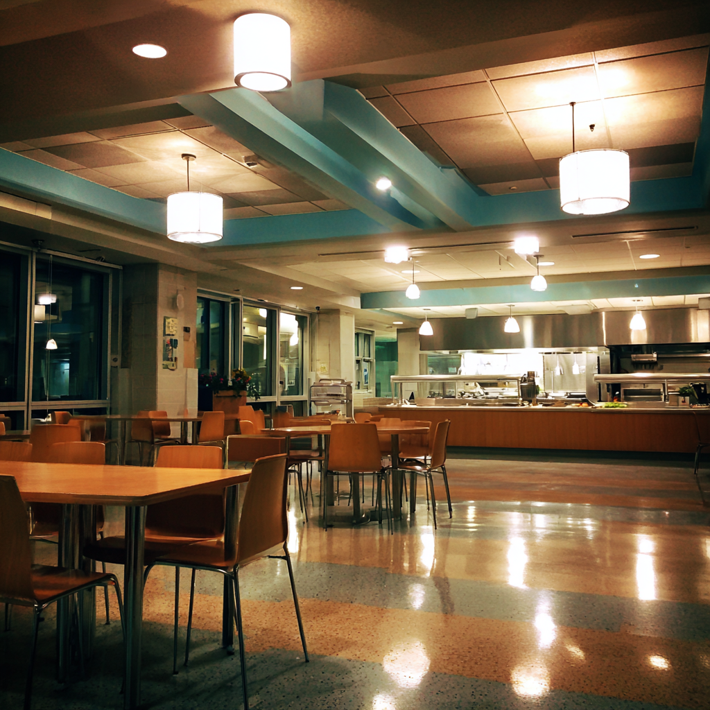 The interior of a hospital cafeteria | Source: no source