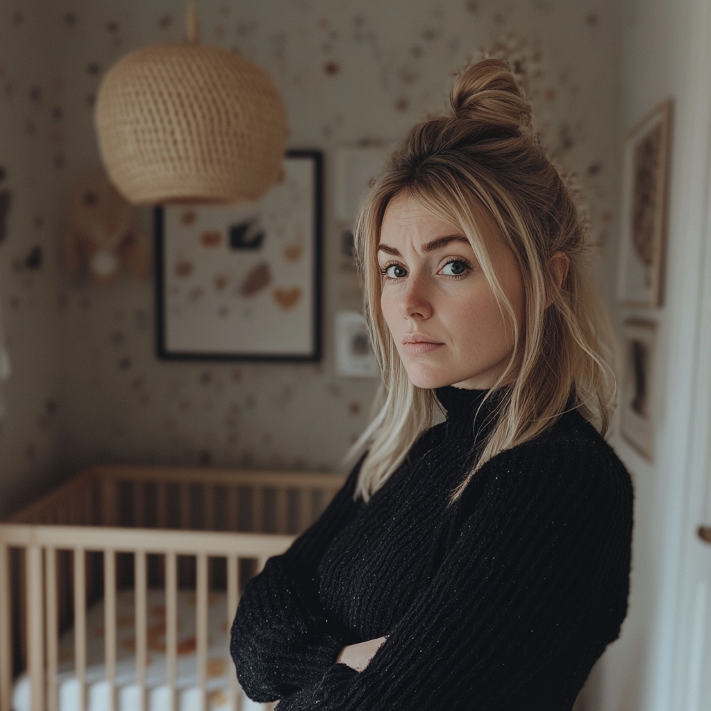 A worried woman standing in a nursery | Source: no source
