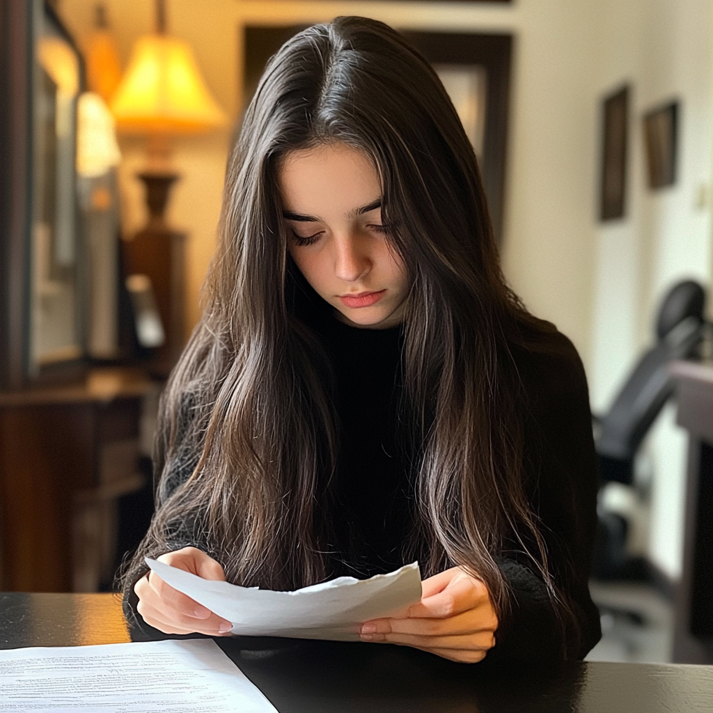 A teenage girl reading a letter | Source: No source