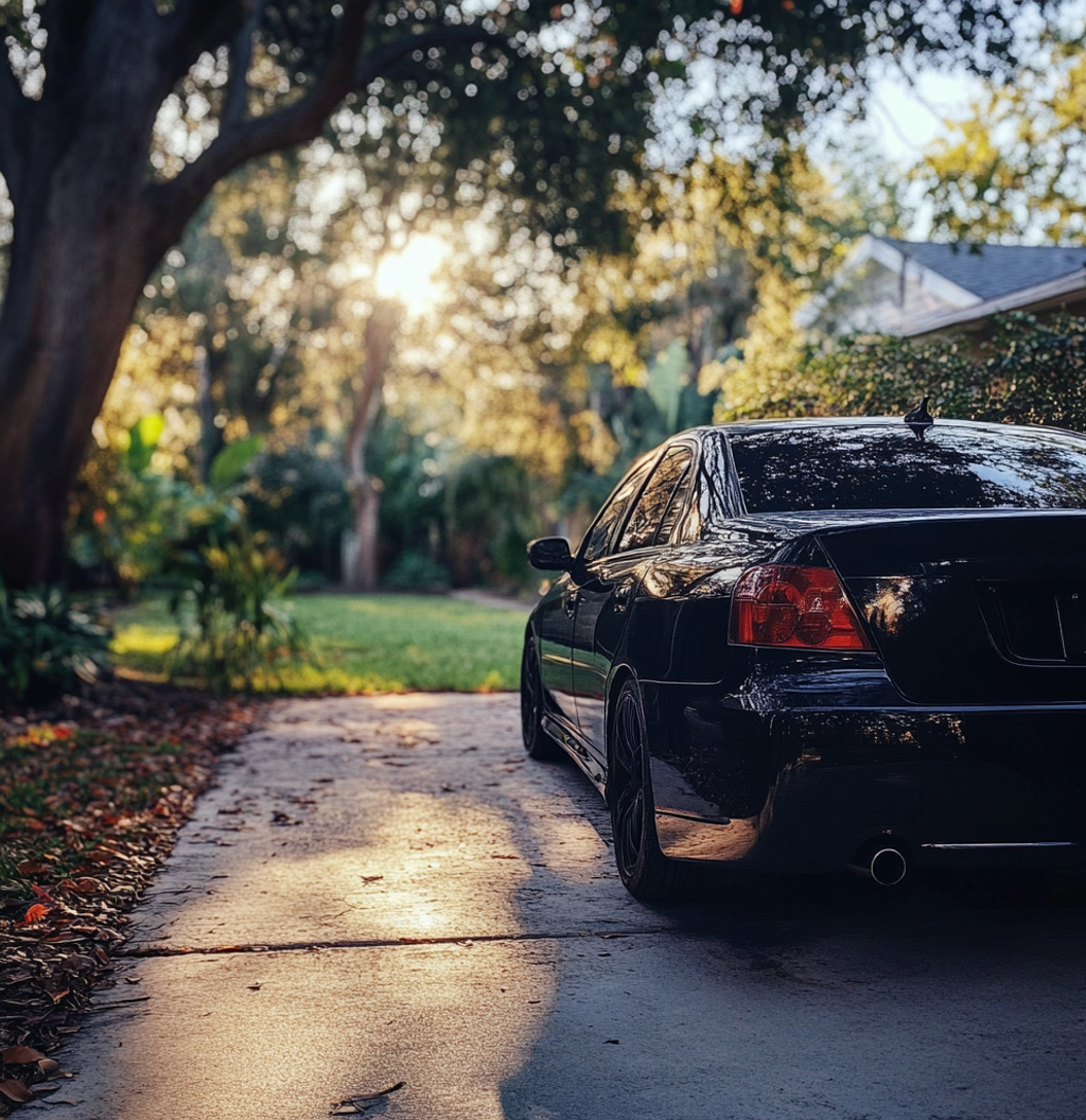 A car parked in a driveway | Source: no source