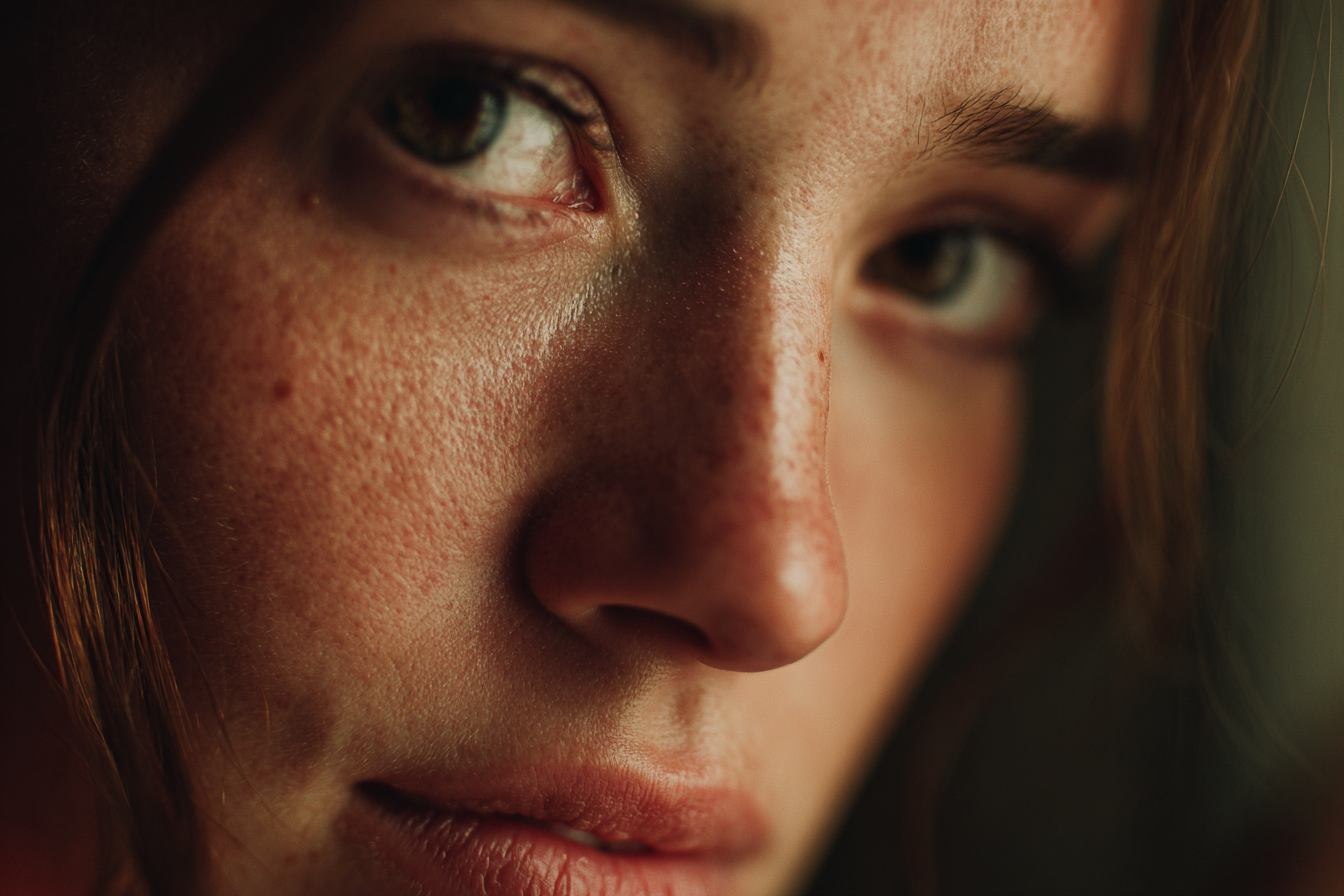 A close-up shot of a woman's face | Source: No source