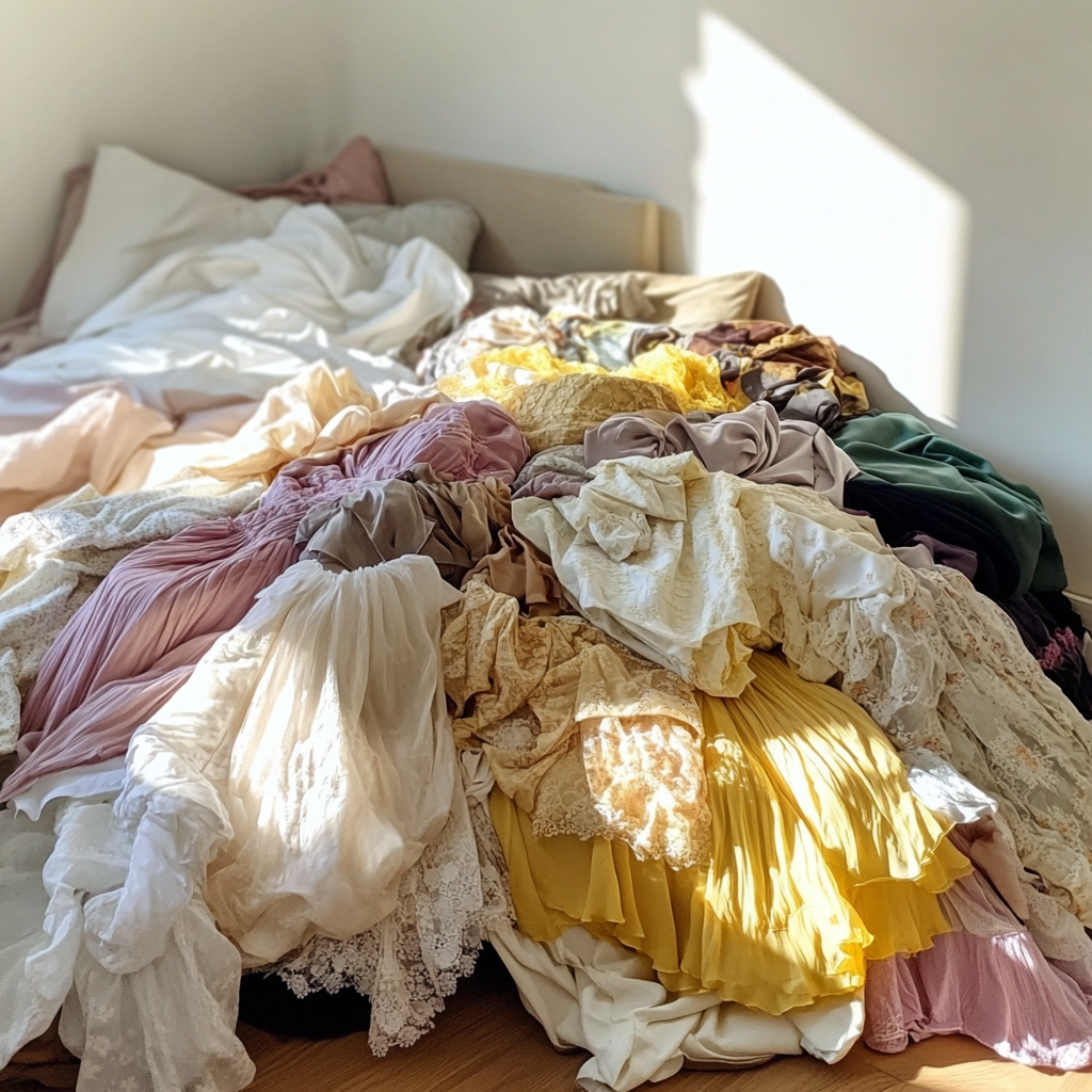 A pile of clothing on the floor | Source: no source