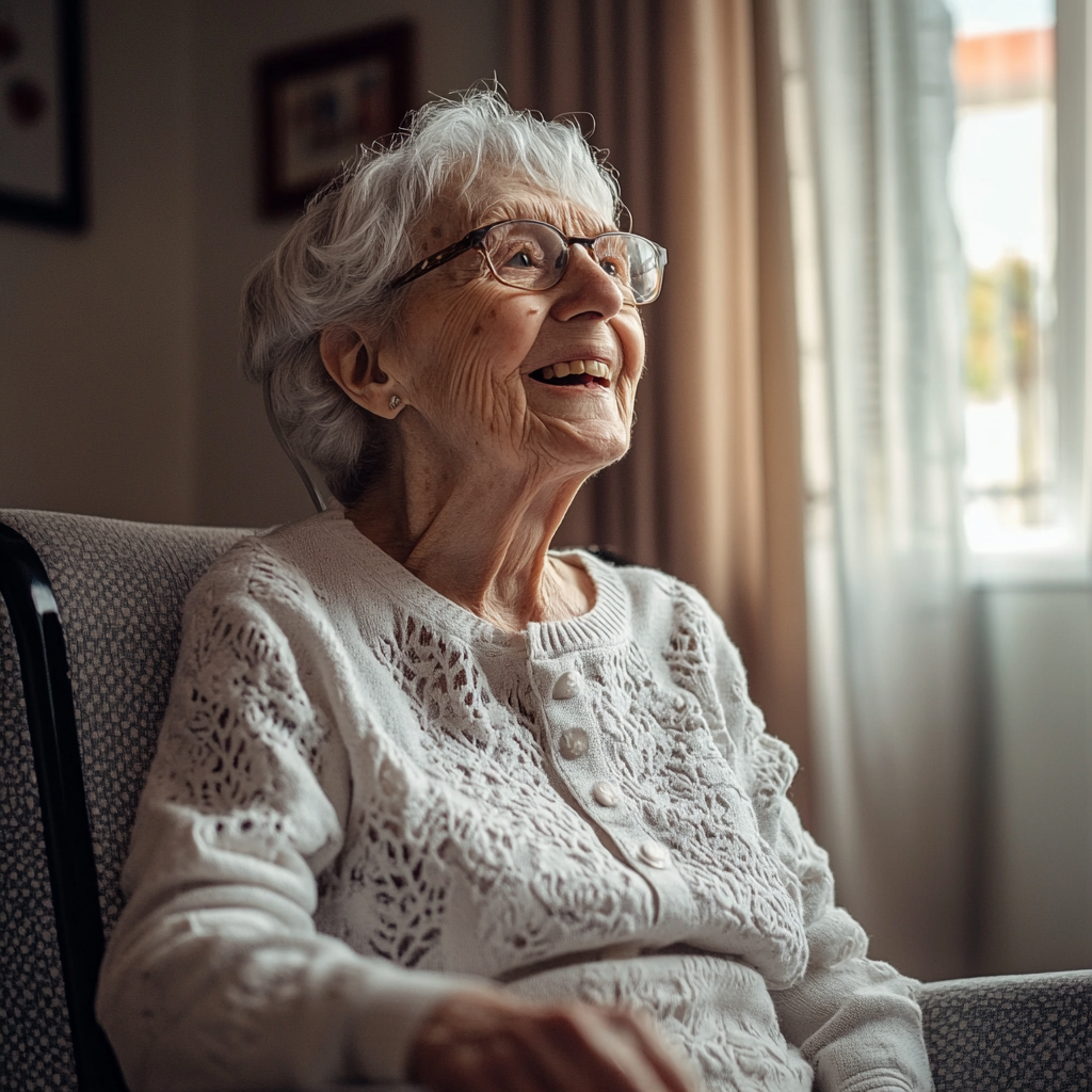 An elderly woman pleasantly surprised by something | Source: no source