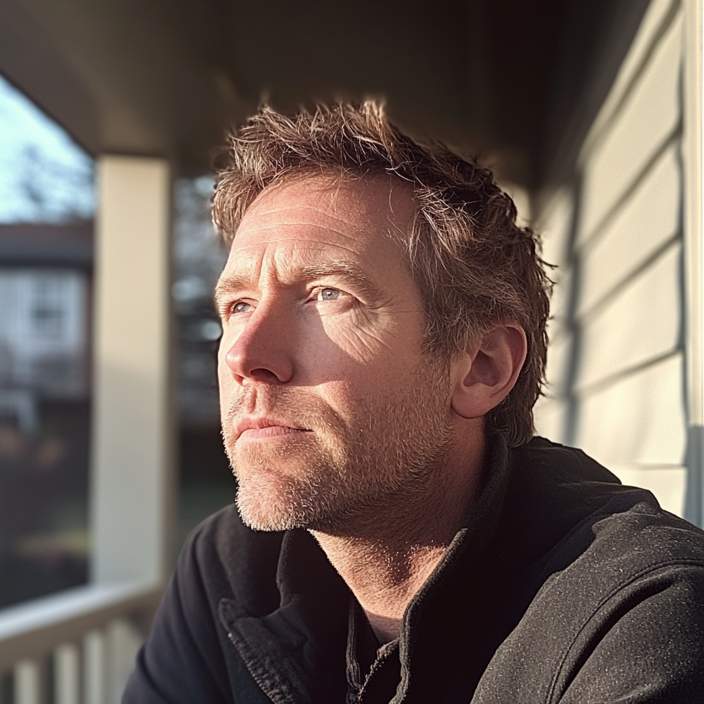 A man sitting on a porch | Source: No source