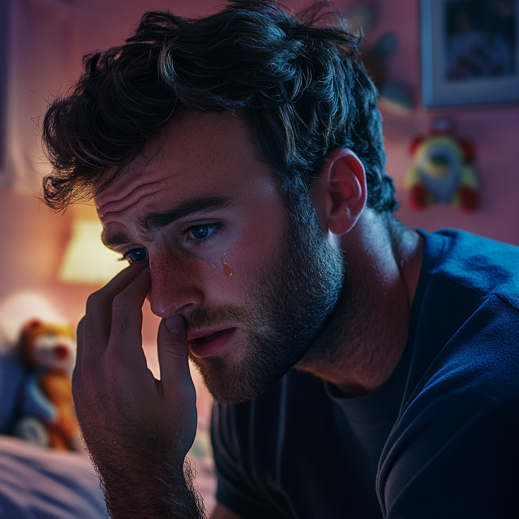 A sad, teary-eyed man | Source: No source