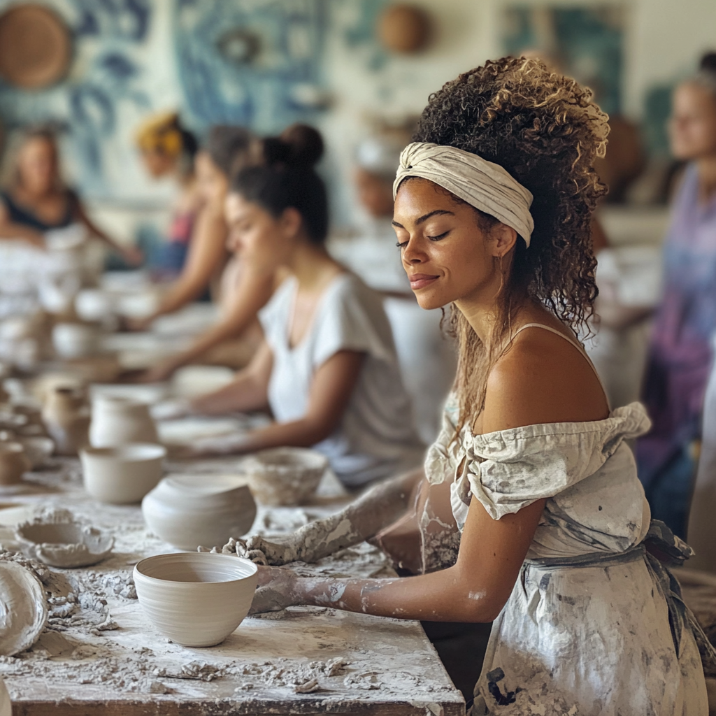 Women in a pottery class | Source: No source