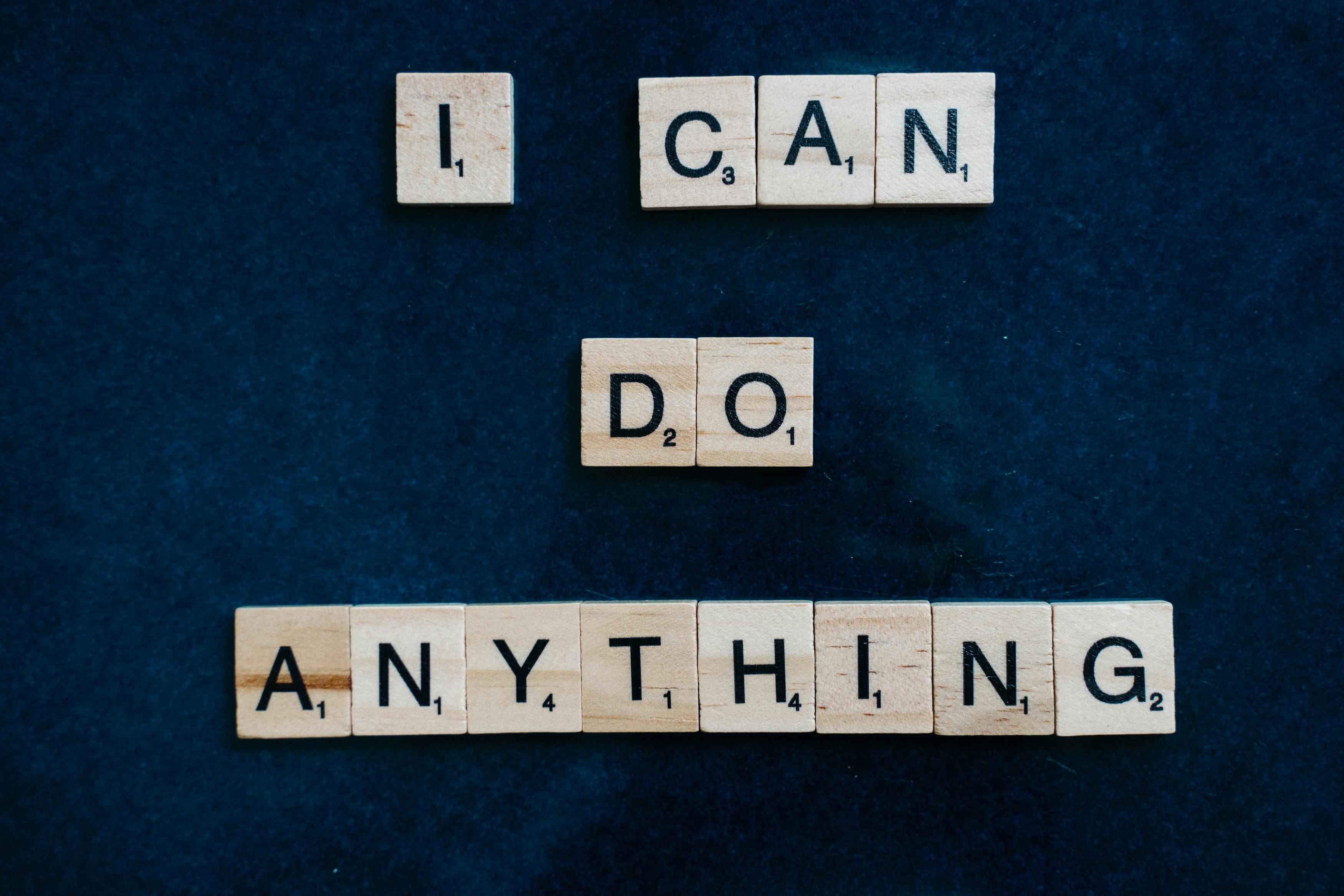 Motivational message spelled with letter tiles | Source: Pexels
