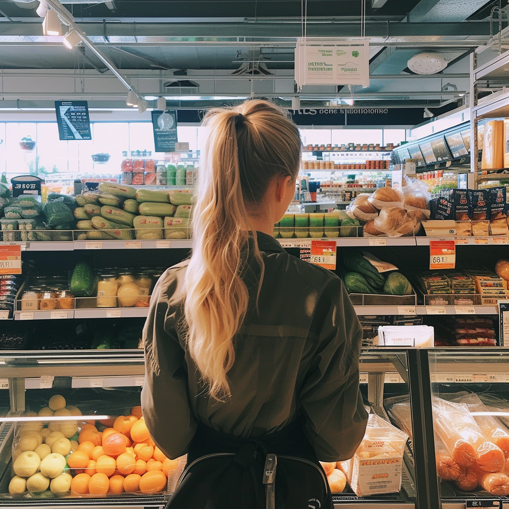 A woman working in a grocery store | Source: no source