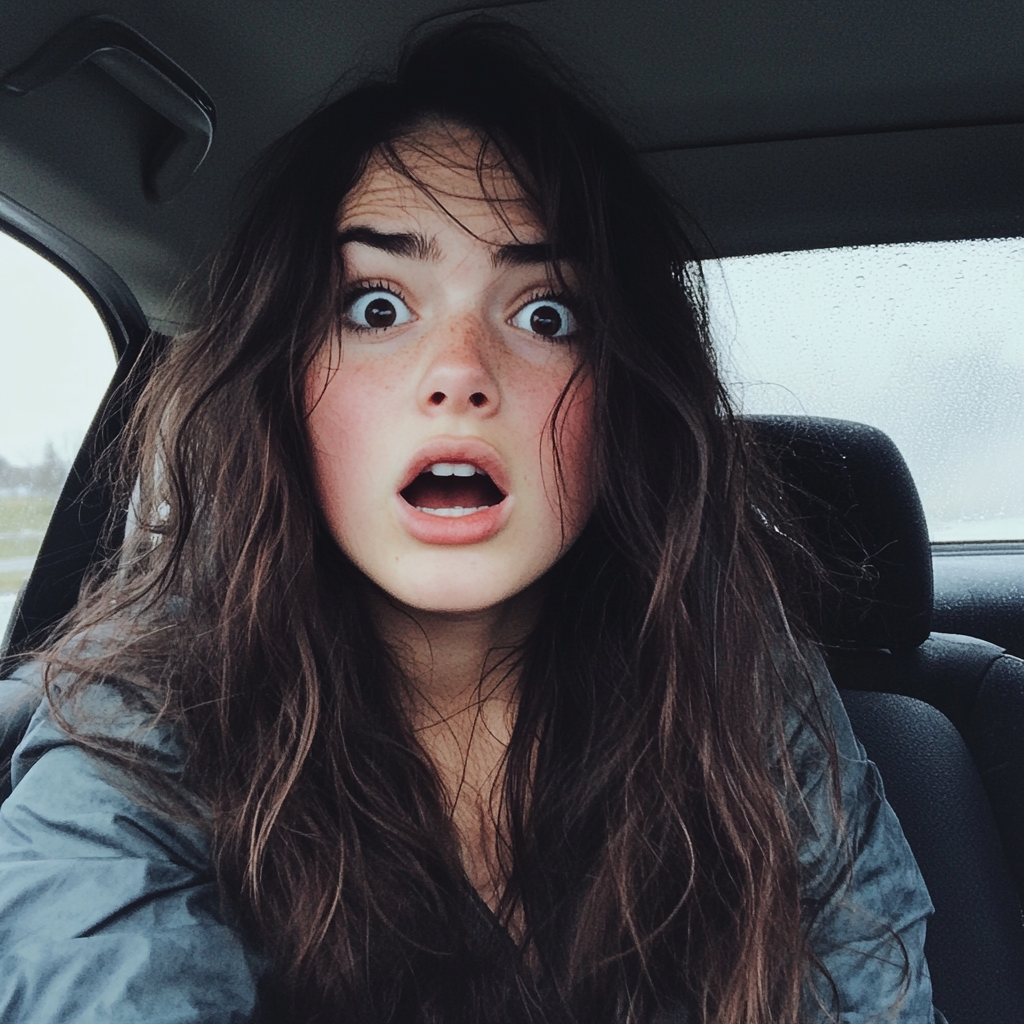 A shocked teenage girl in a car | Source: No source
