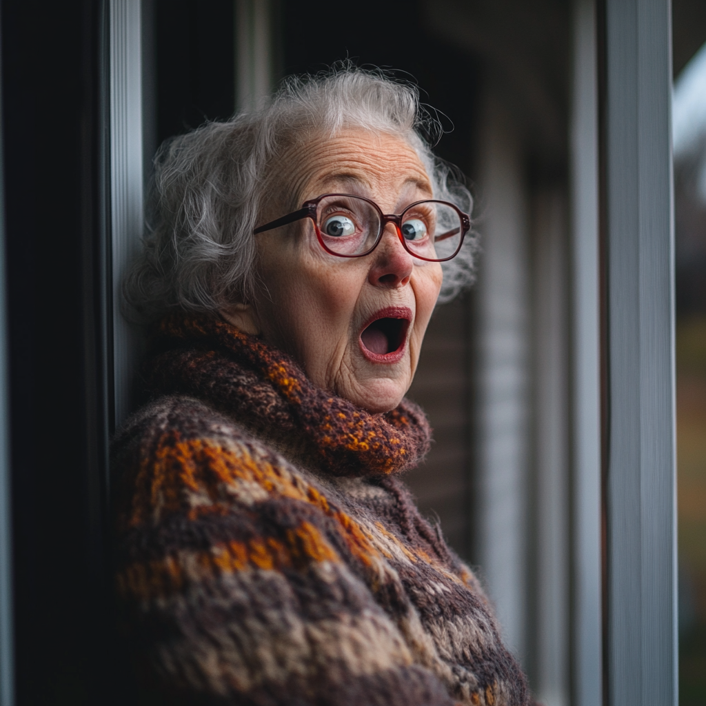 A shocked woman on her porch | Source: No source