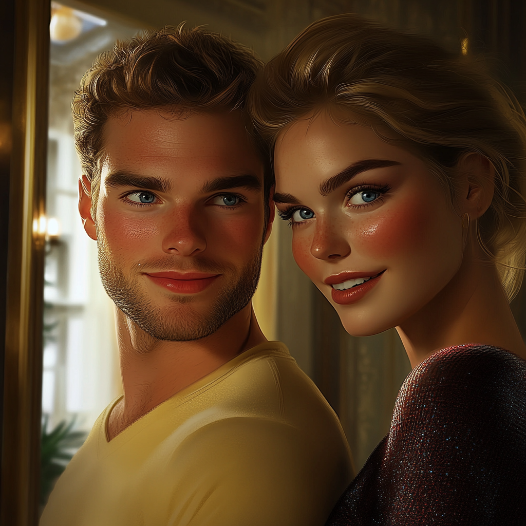 A couple looking at someone and smiling | Source: no source