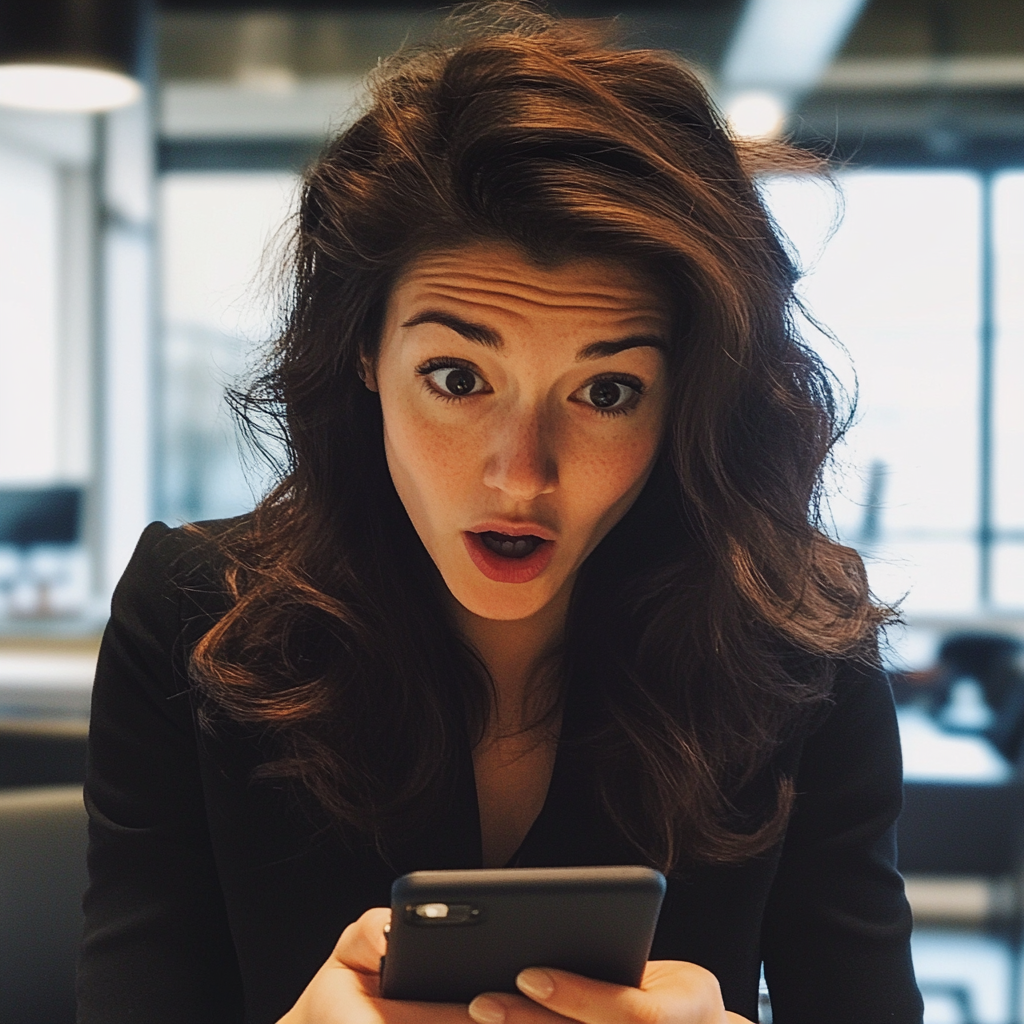 A shocked woman looking at her phone | Source: no source