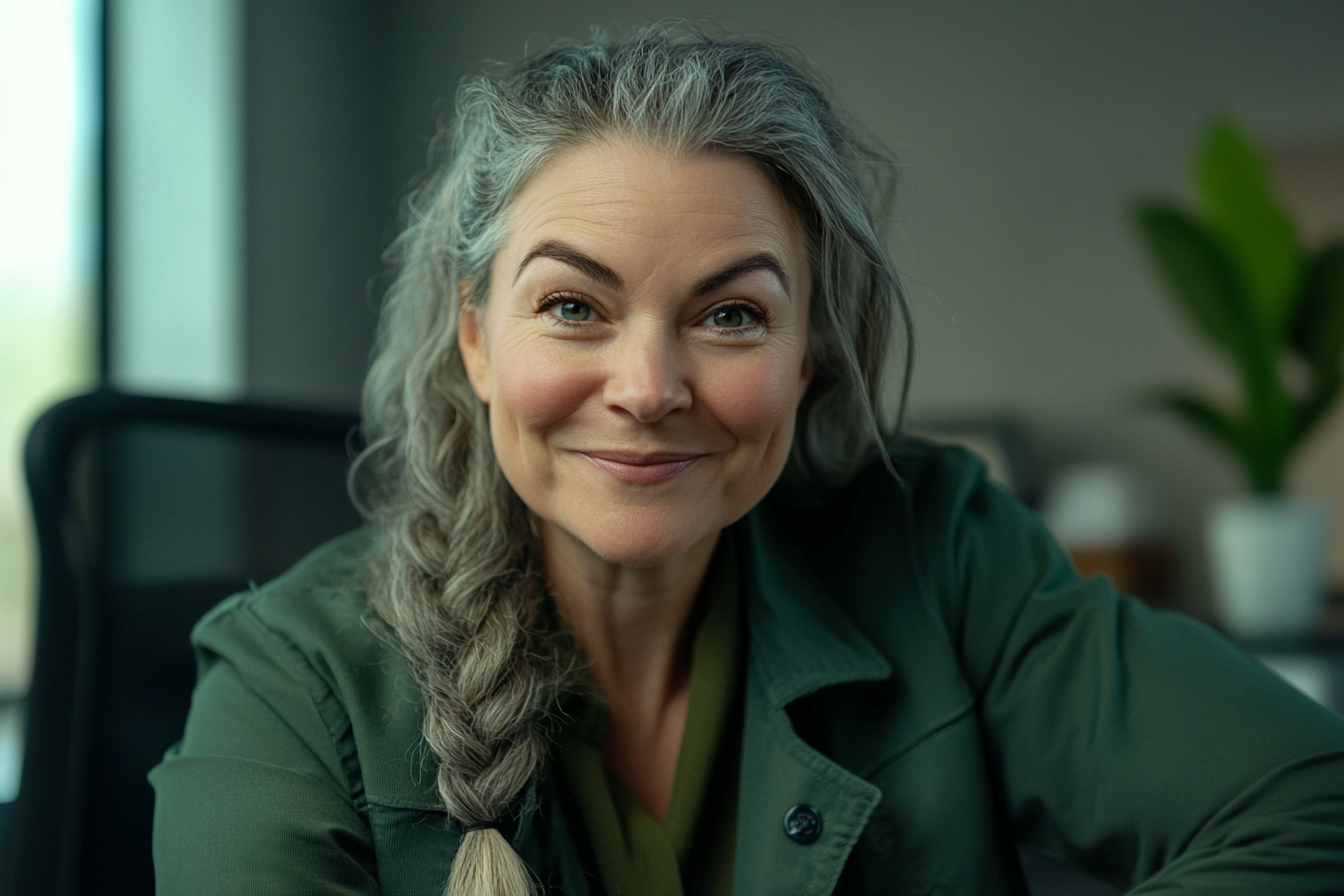 Woman sitting on a chair in an office smiling gladly | Source: No source