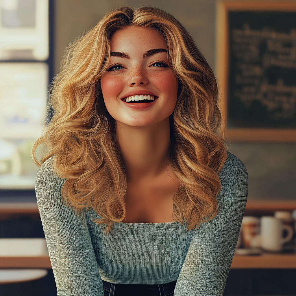 A delighted woman laughing | Source: no source