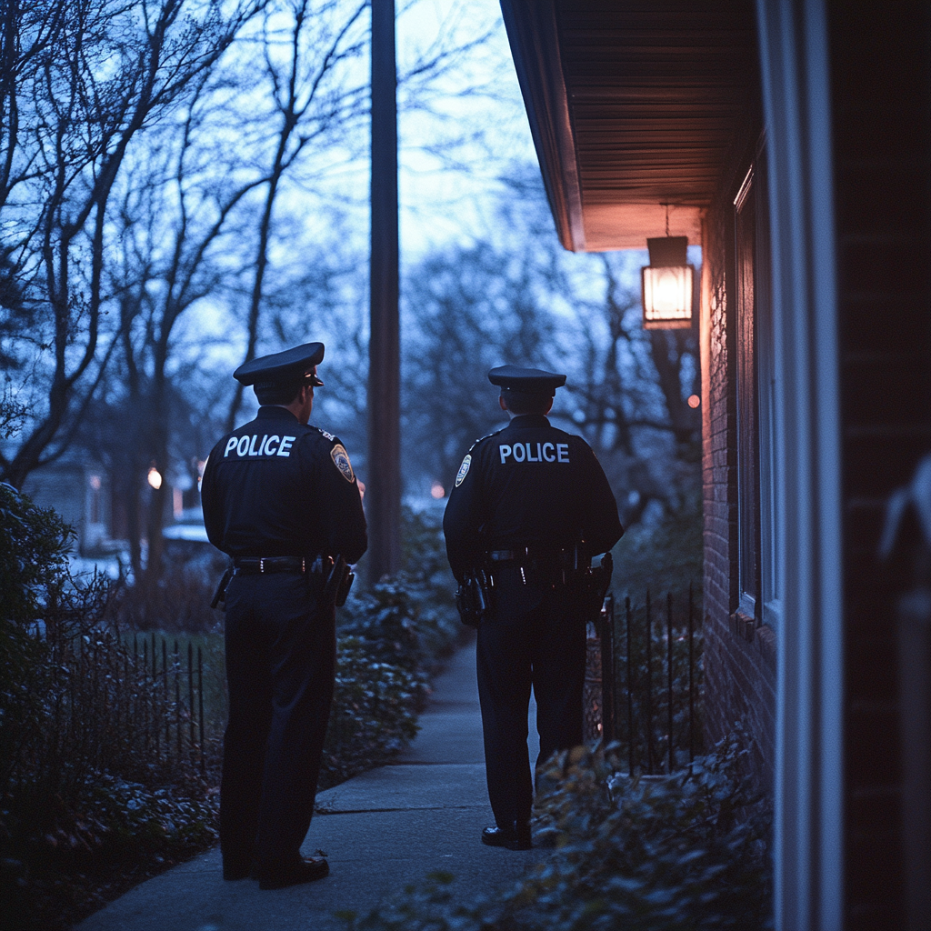 Police officers arrive at a house | Source: no source