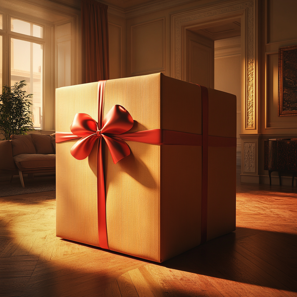 A large box with a bow | Source: No source