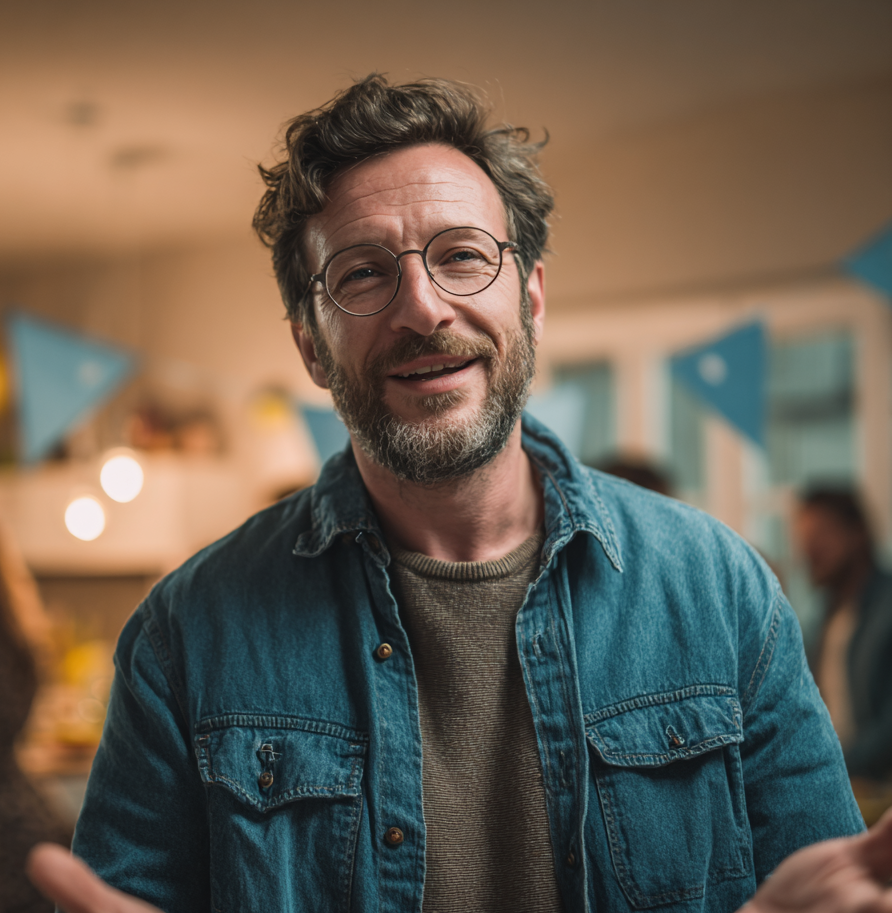A man talking at his daughter's birthday party | Source: No source