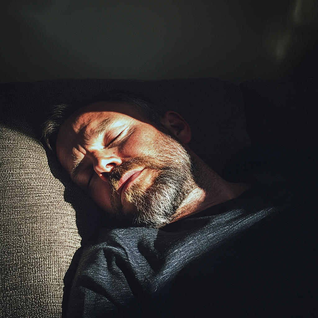 A man sleeping on a couch | Source: No source