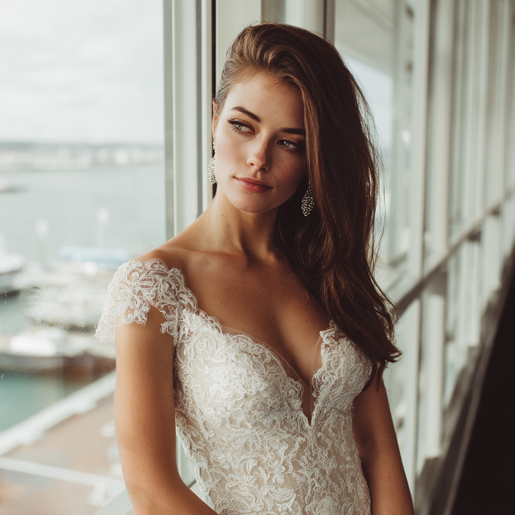A bride wearing a lace dress | Source: no source