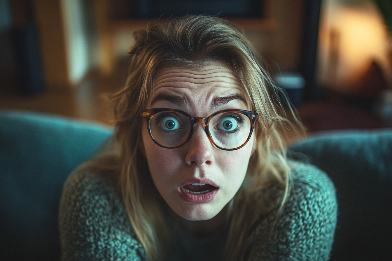A shocked woman in a living room | Source: no source