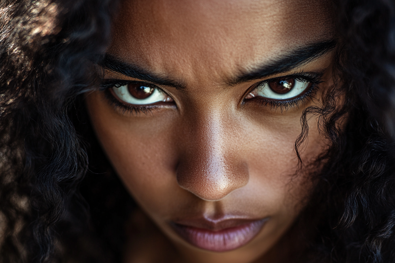 A close up of an angry woman's face | Source: No source