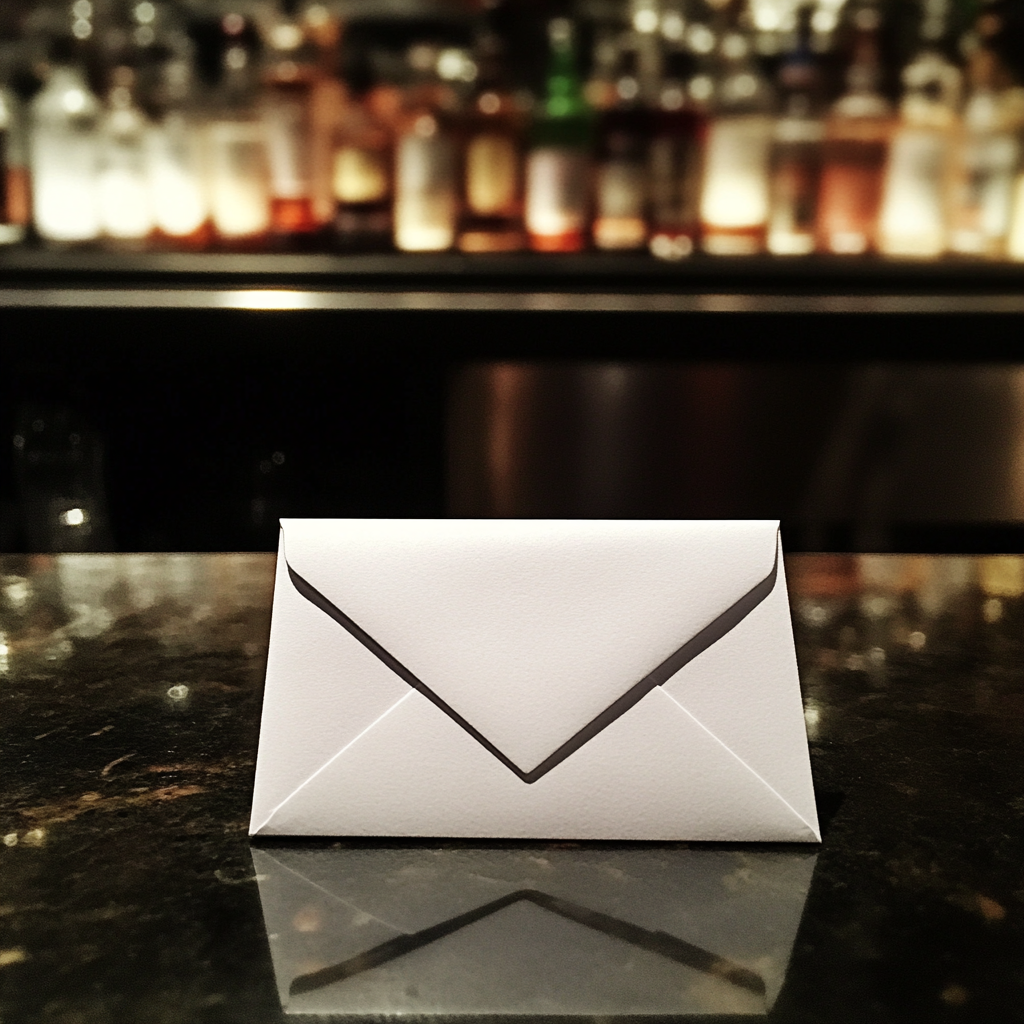 An envelope on a bar counter | Source: no source