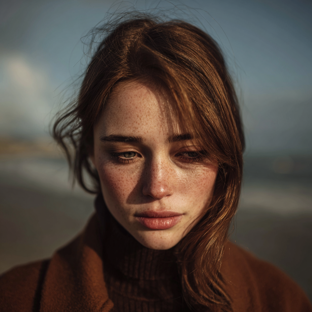 An emotional woman standing at the beach | Source: no source