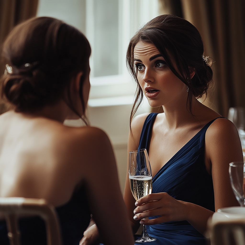 A serious bridesmaid talking | Source:  no source