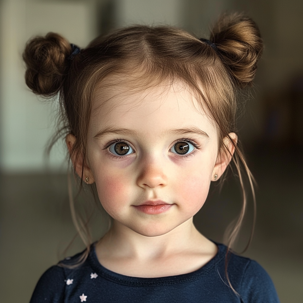 A little girl with pigtails | Source: No source