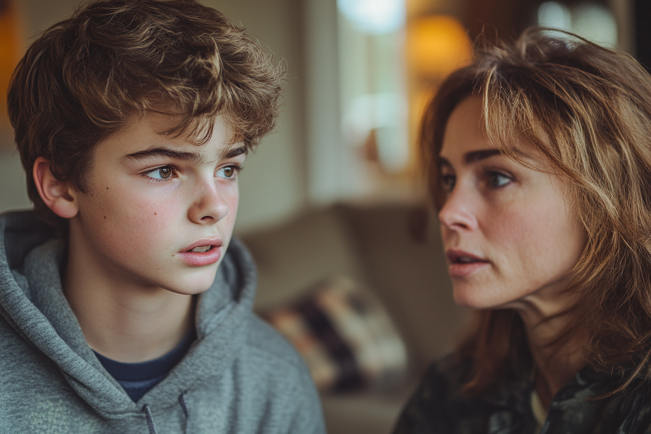 Woman talking to her teenage son | Source: no source