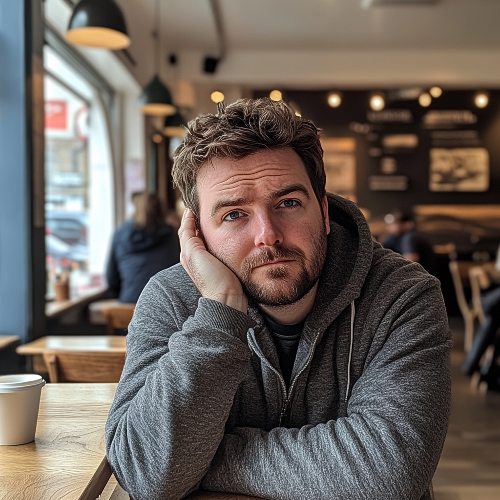 A man sitting in a coffee shop | Source: No source