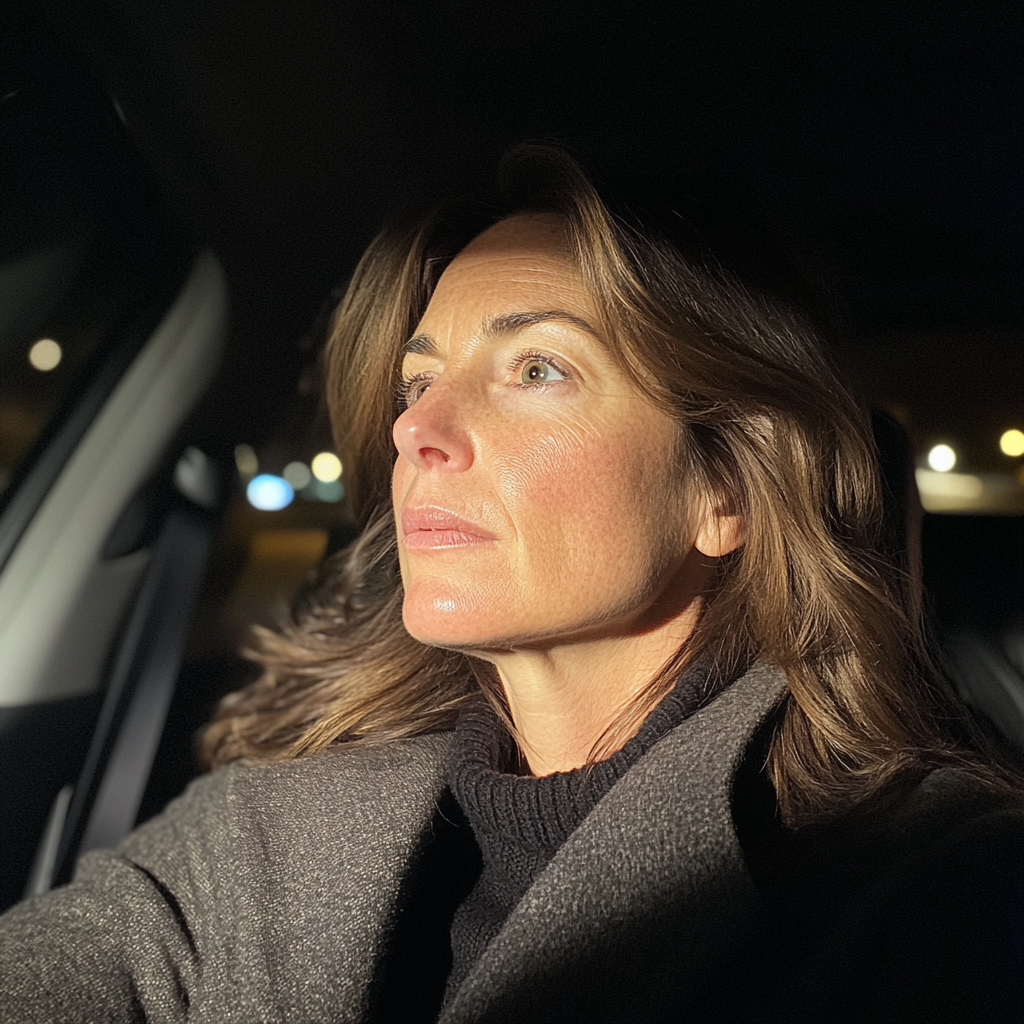 A woman driving her car at night | Source: no source