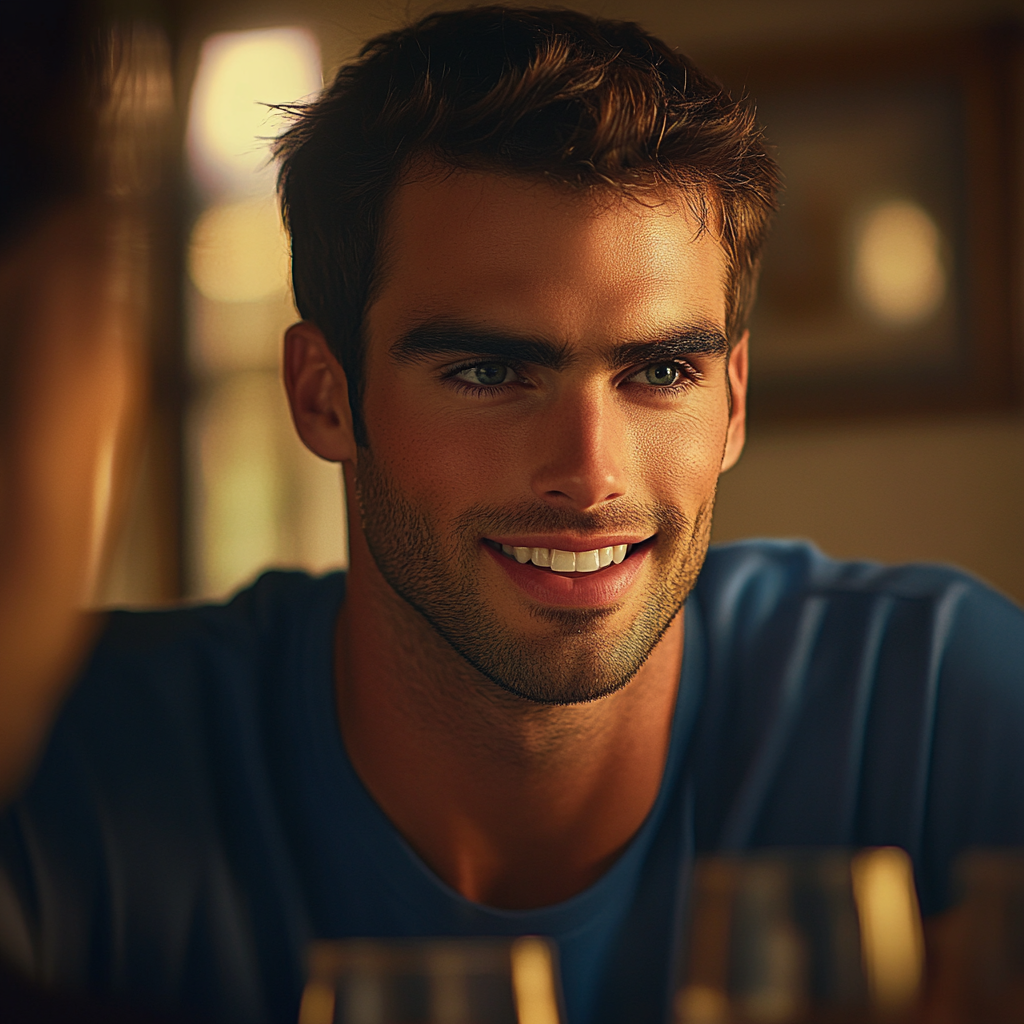 A smiling man seated at a dining table | Source: No source