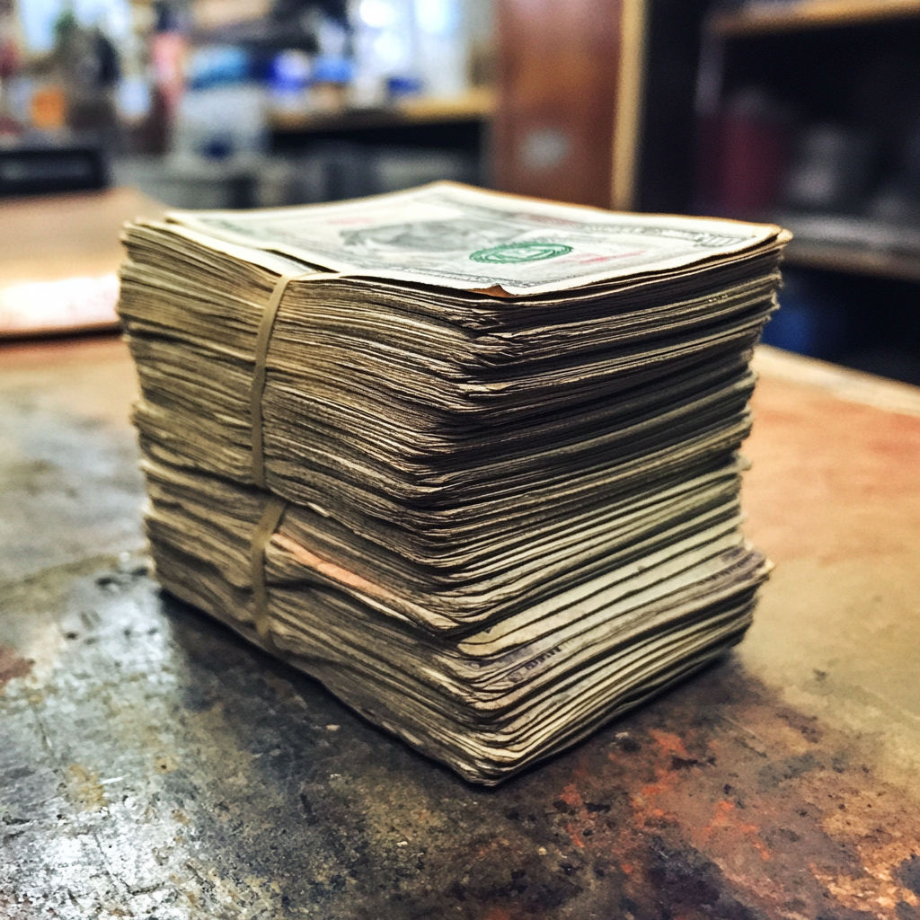 A stack of money on a counter | Source: no source