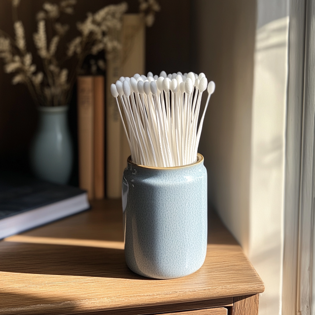 A jar of cotton buds | Source: No source