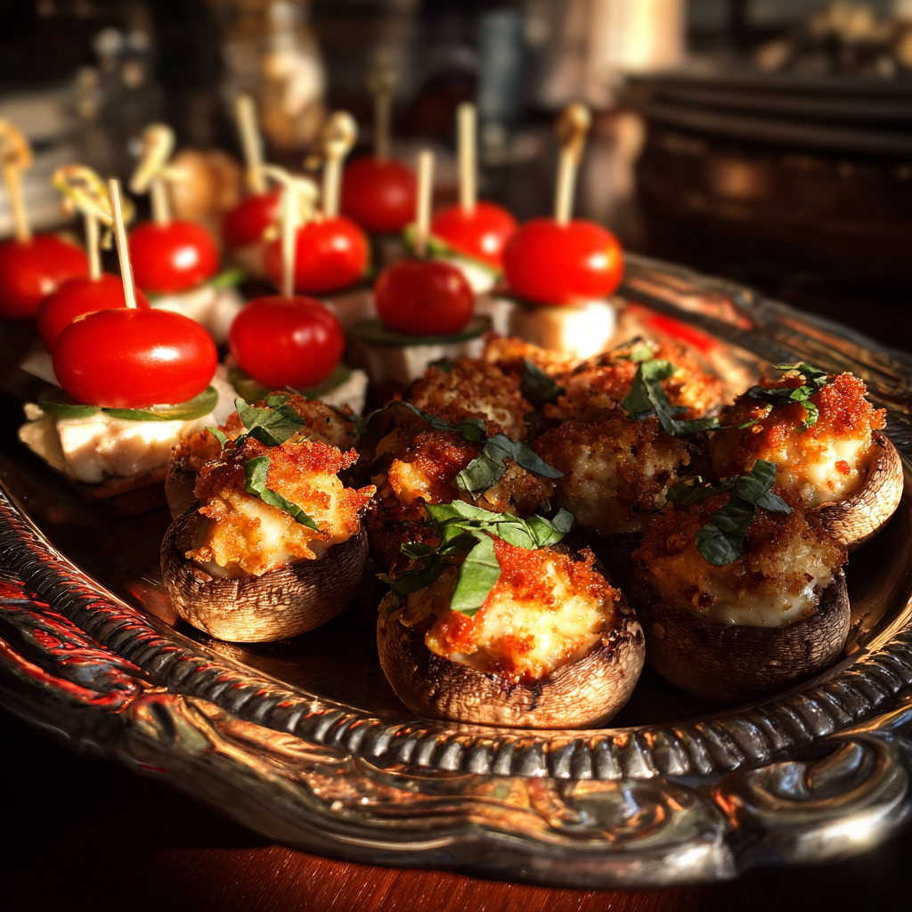A silver tray of appetizers | Source: no source