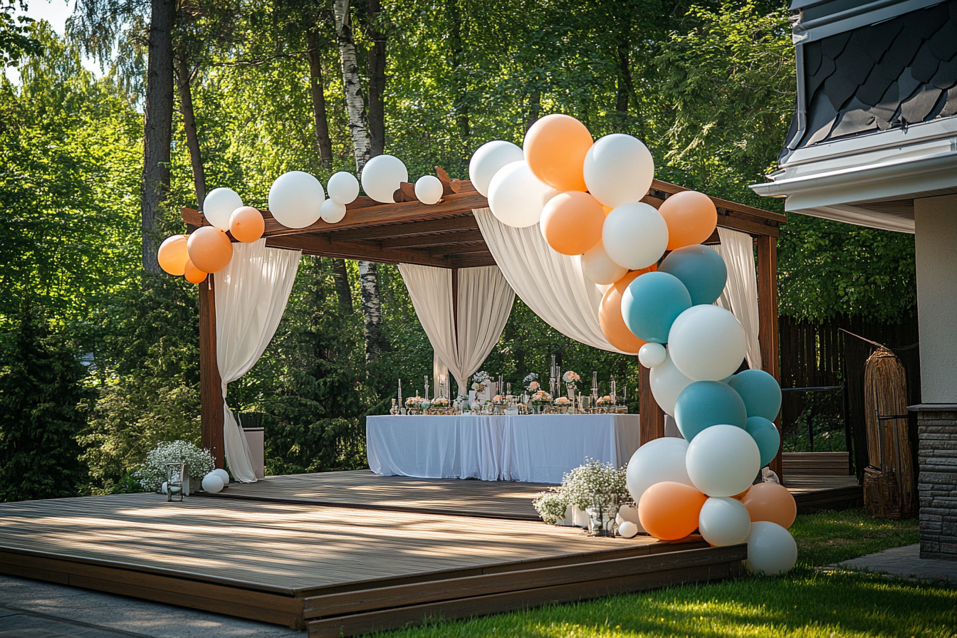 A back yard decorated for a party | Source:  no source