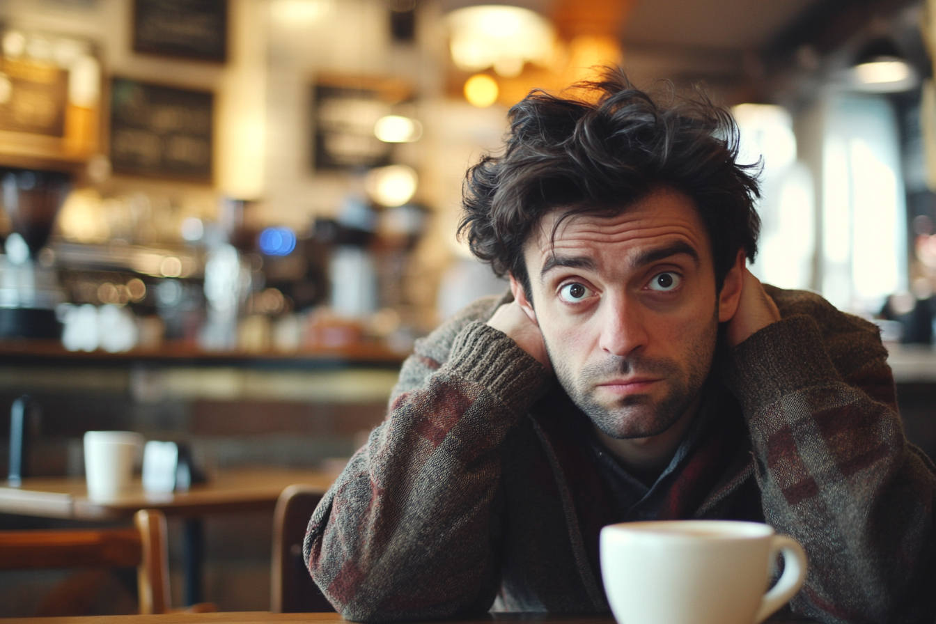 A serious man in a coffee shop | Source: No source