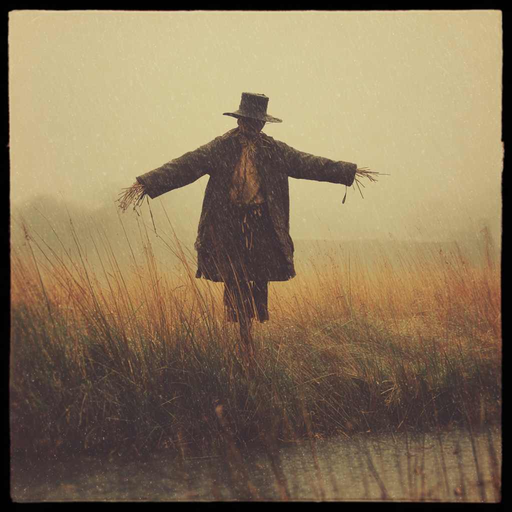 A scarecrow in the rain | Source: no source