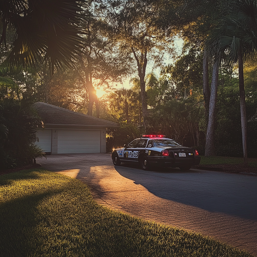 A police car parked in a driveway | Source: No source