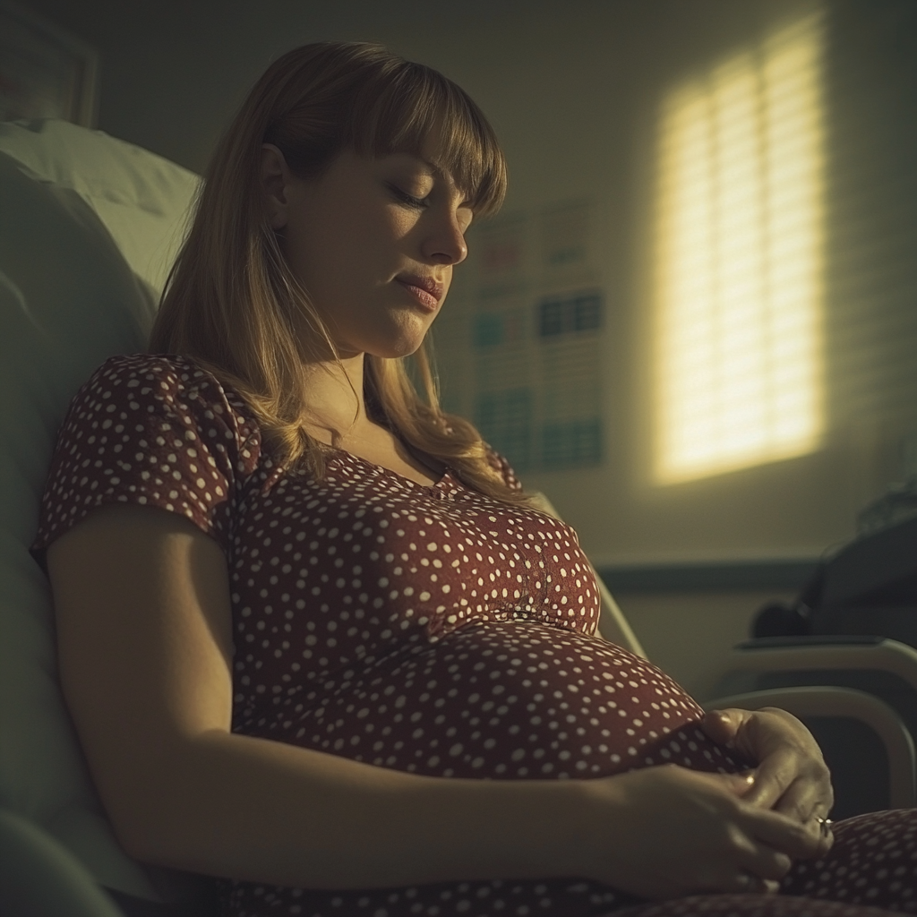 A pregnant woman sitting on a hospital chair | Source: No source