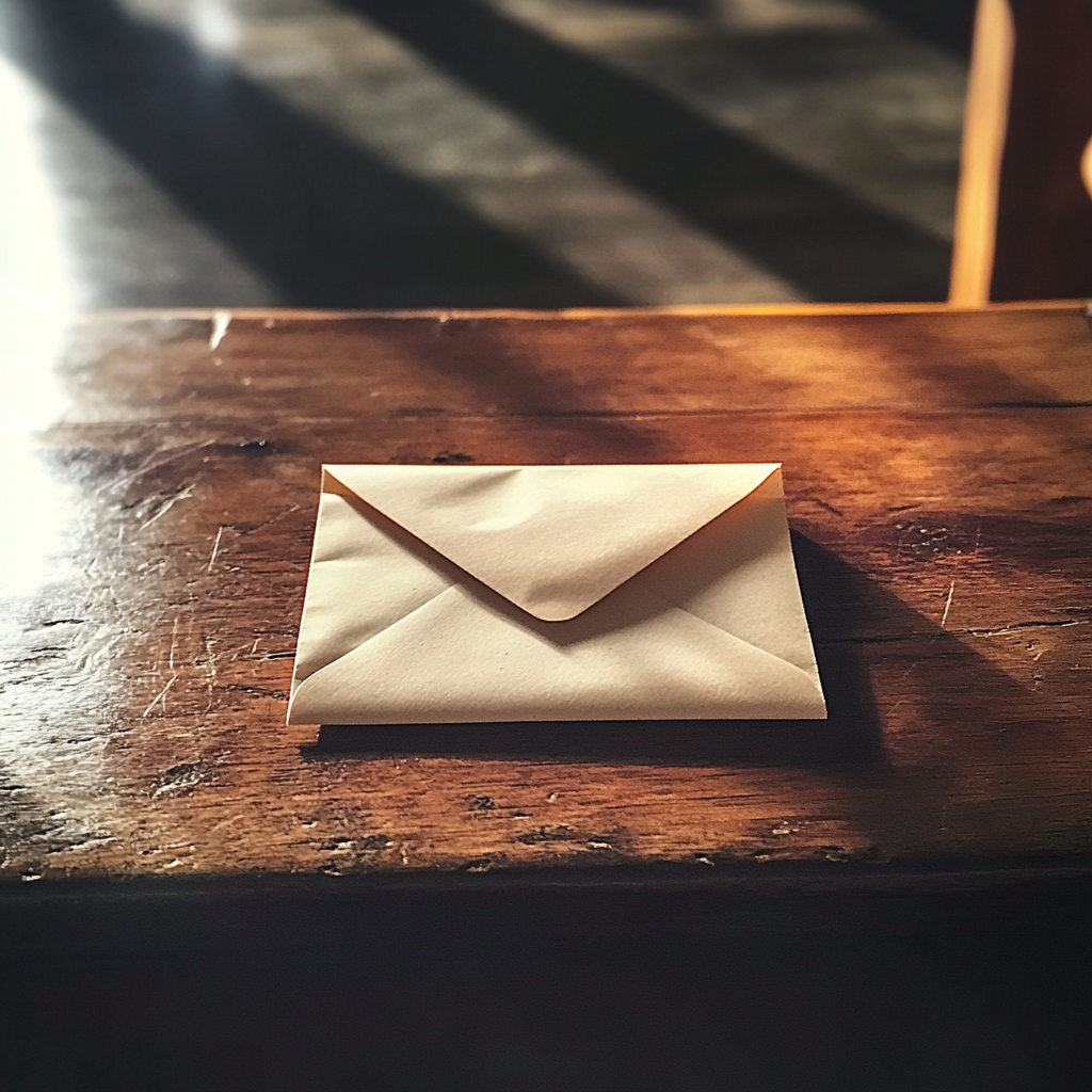 An envelope on a table | Source: No source