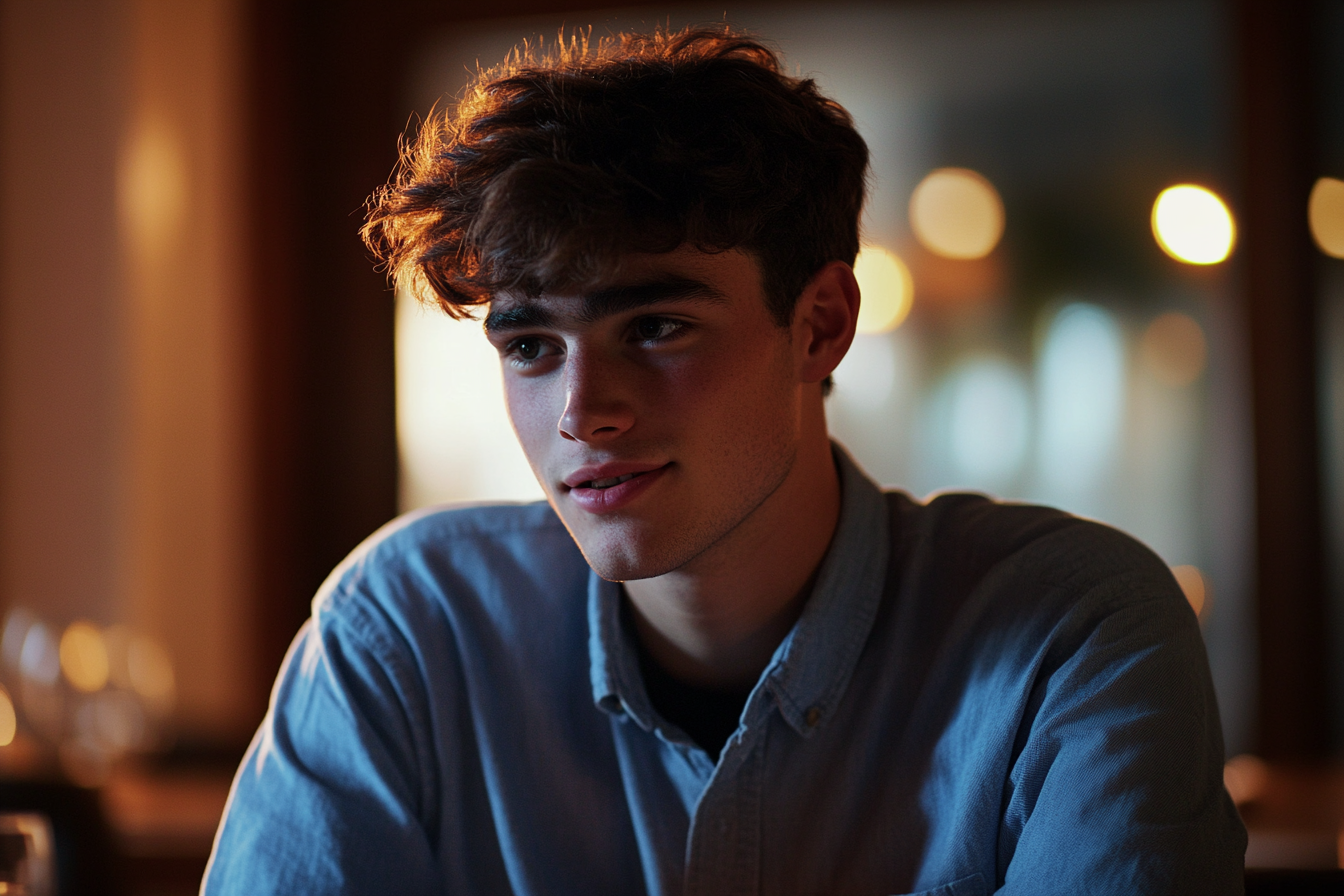 A young man sitting in a restaurant | Source: no source