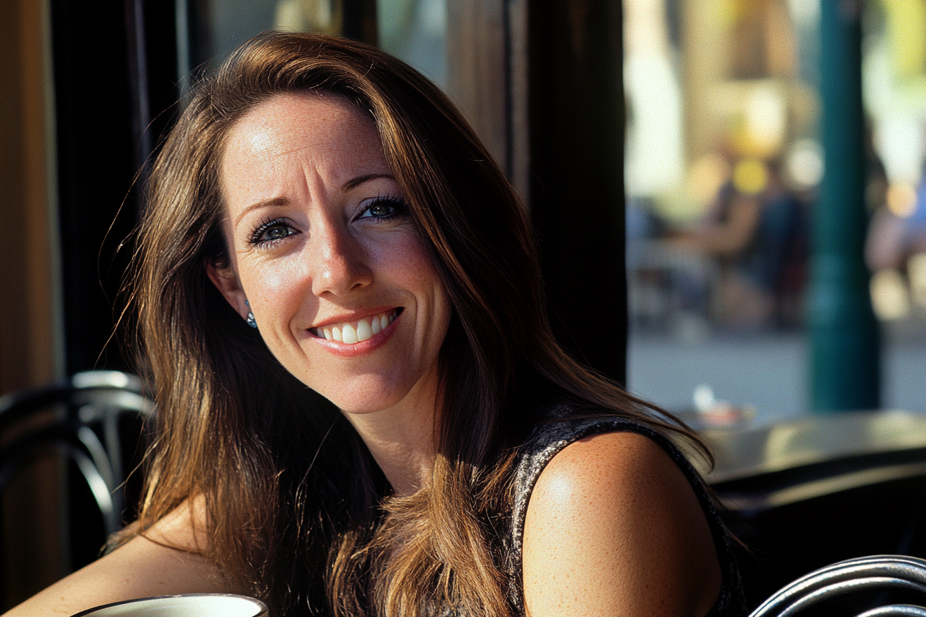A smiling woman at a café | Source: no source