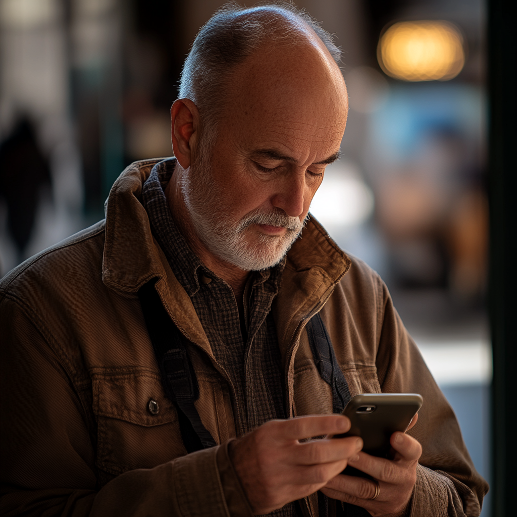 A middle-aged man texting on his phone | Source: No source