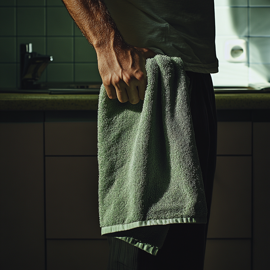 A man holding a towel | Source: no source