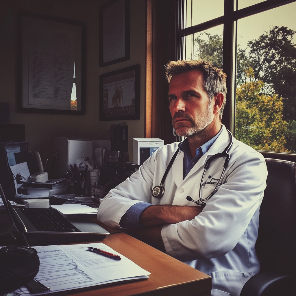 A doctor sitting at his desk | Source: No source